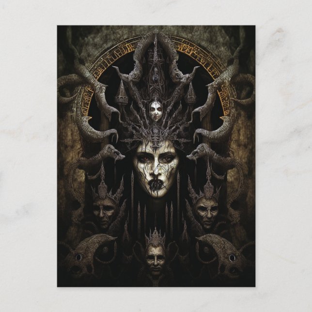 Cartão Postal Mulher Demon Monster Horror Art (Frente)