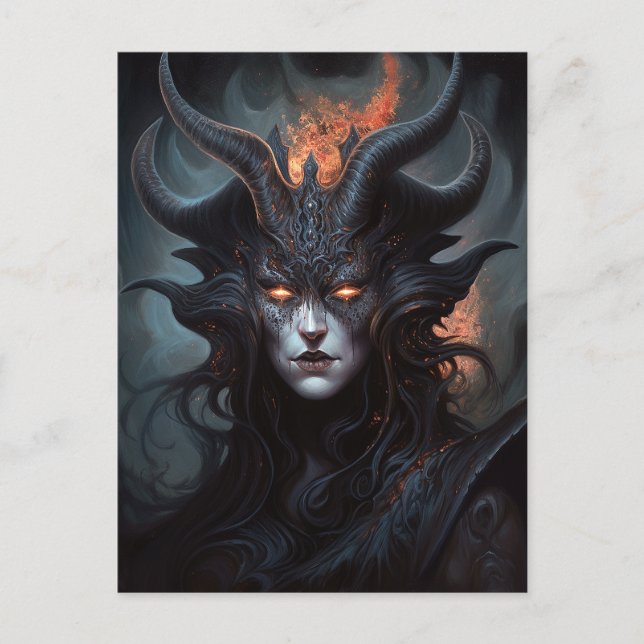 Cartão Postal Mulher demônio: Rainha Dark Fantasy Art (Frente)
