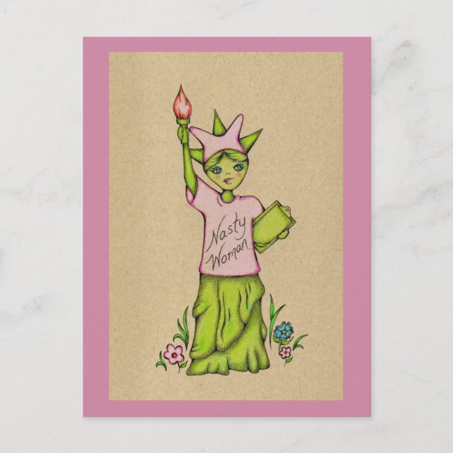 Cartão Postal Mulher Desagradável Lady Liberty (Frente)
