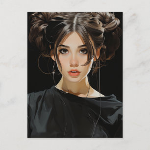 Cartão Postal Mulher Deslumbrante de Preto