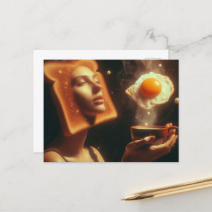 Cartão Postal Mulher do café da manhã surreal de torrada