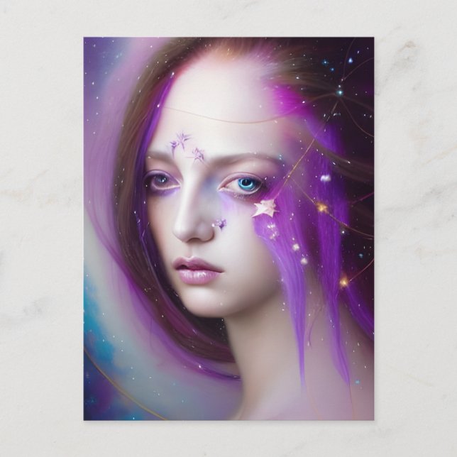 Cartão Postal Mulher do Cartão-postal das Galáxias (Frente)