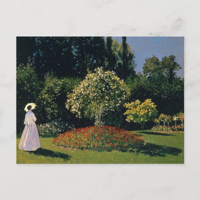 Cartão Postal Mulher do Jardim pelo cartão-postal Claude Monet (Frente)