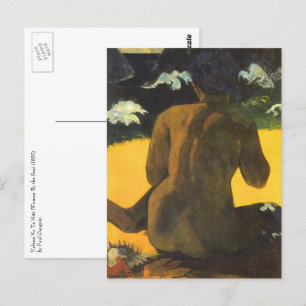 Cartão Postal Mulher do Mar de Paul Gauguin, Vintage Fine Art