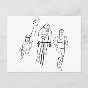 Cartão Postal Mulher do Triathlon Run da bicicleta natação