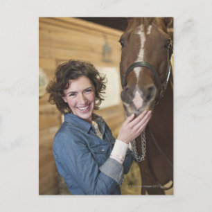 Cartão Postal Mulher e cavalo