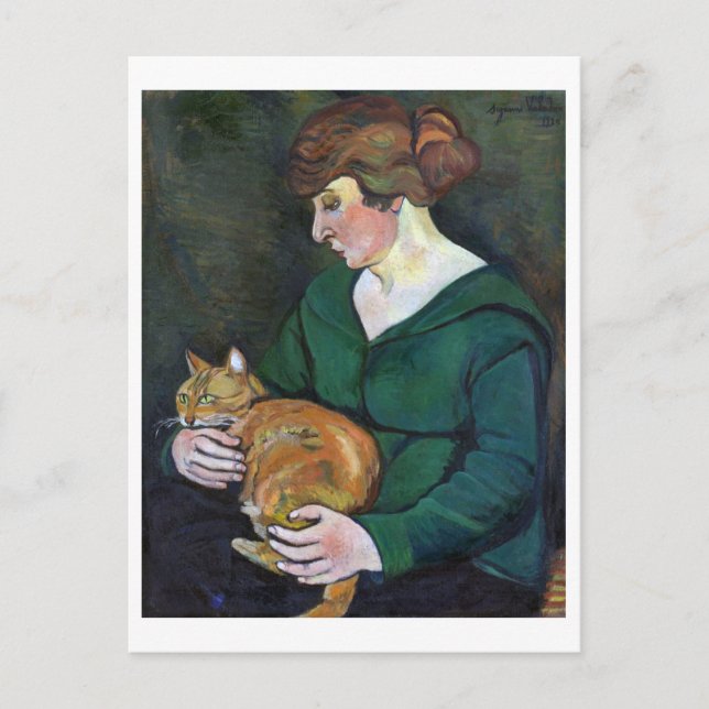 Cartão Postal Mulher e Gato, Suzanne Valadon (Frente)