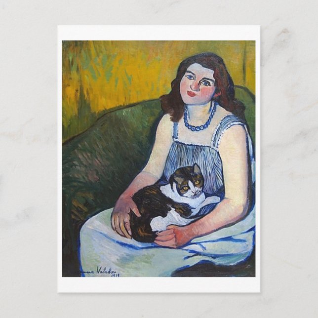 Cartão Postal Mulher e Gato, Suzanne Valadon (Frente)