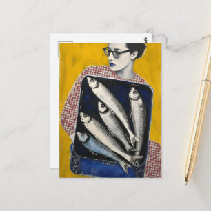 Cartão Postal Mulher e Peixe