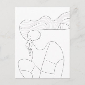 Cartão Postal Mulher Elegante Arte Moderna de Colorir Moda DIY