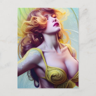 Cartão Postal Mulher em amarelo