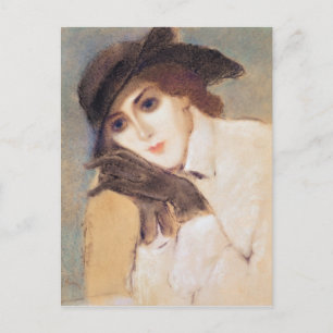 Cartão Postal Mulher em Luvas Negras