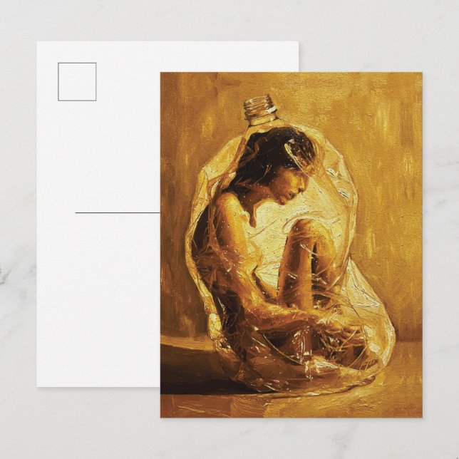 Cartão Postal Mulher em Plástico – Pintura a Óleo (Frente/Verso)