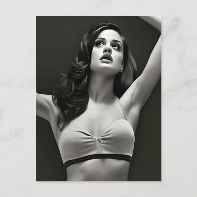 Cartão Postal Mulher em preto e branco (Frente)