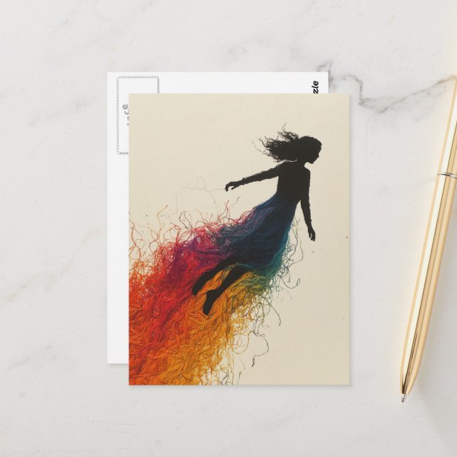 Cartão Postal Mulher em um Vestido Arco-íris (Frente/Verso In Situ)