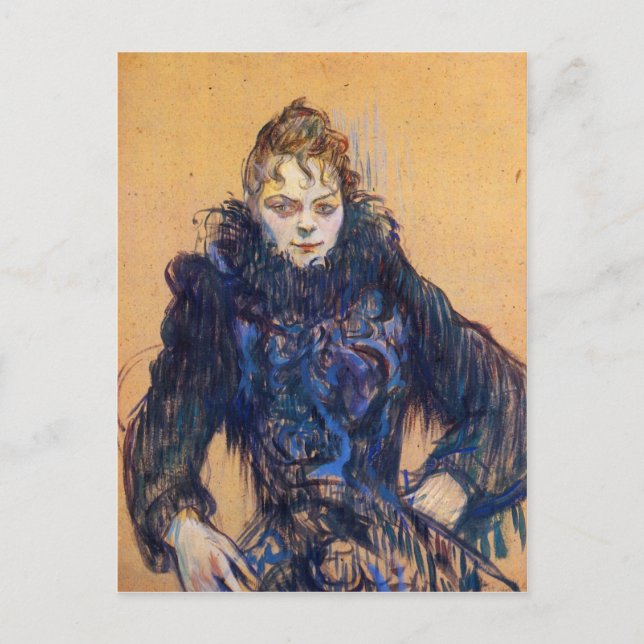 Cartão Postal Mulher em uma boa negra por Toulouse-Lautrec (Frente)
