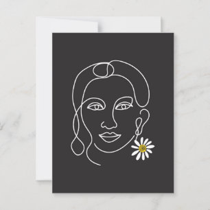 Cartão Postal Mulher Enigmática - Design de arte de linha