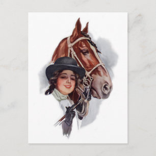 Cartão Postal Mulher Equestre