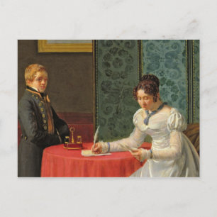 Cartão Postal Mulher Escrevendo uma letra