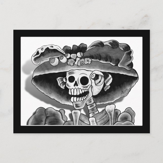 Cartão Postal Mulher-Esqueleto Rindo (Frente)