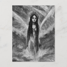 Cartão Postal Mulher Fada Anjo Negro La Luna Arte Original Gótic