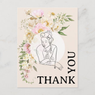 Cartão Postal Mulher Floral dos Anos 40 Agradecida ao Estilo Ant
