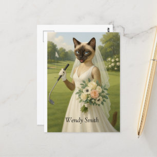 Cartão Postal Mulher Gato de Golfe golfista para Festa de Desped
