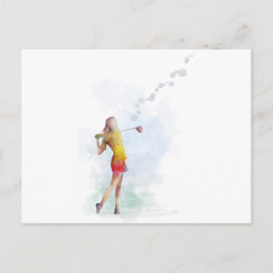 CARTÃO POSTAL MULHER GOLFER