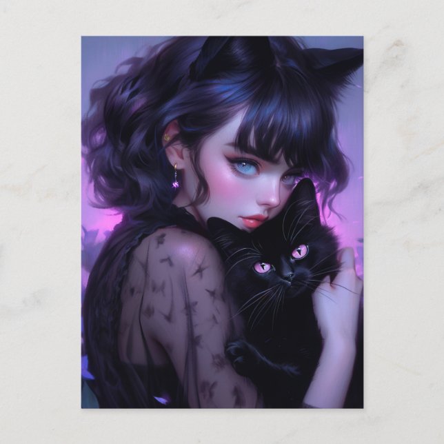 Cartão Postal Mulher Gótica Whimsical (Frente)