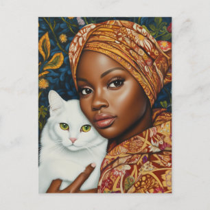 Cartão Postal Mulher Graciosa com Cat