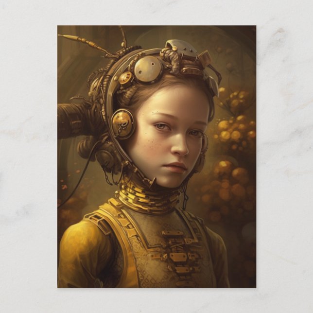 Cartão Postal Mulher Inseto Steampunk  (Frente)