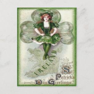 Cartão Postal Mulher Irlandesa Irlanda Trevo Riverdance