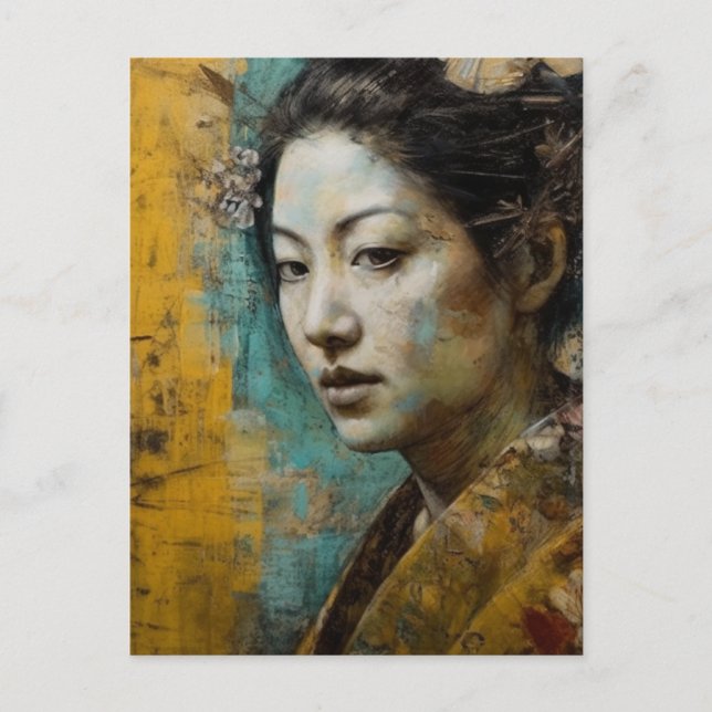 Cartão Postal Mulher Japonesa Bonita (Frente)