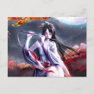 Cartão Postal Mulher Japonesa Jogando Flauta