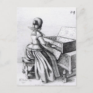 Cartão Postal Mulher jogando no teclado, 1635