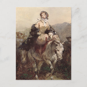 Cartão Postal Mulher jovem em um cavalo