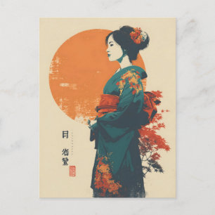 Cartão Postal Mulher kimono vintage