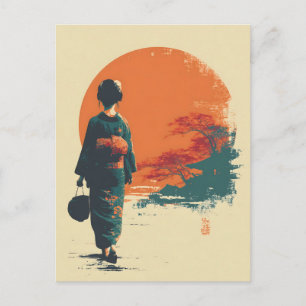 Cartão Postal Mulher kimono vintage