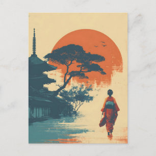 Cartão Postal Mulher kimono vintage