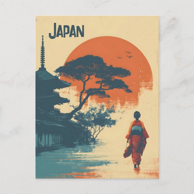 Cartão Postal Mulher kimono vintage (Frente)