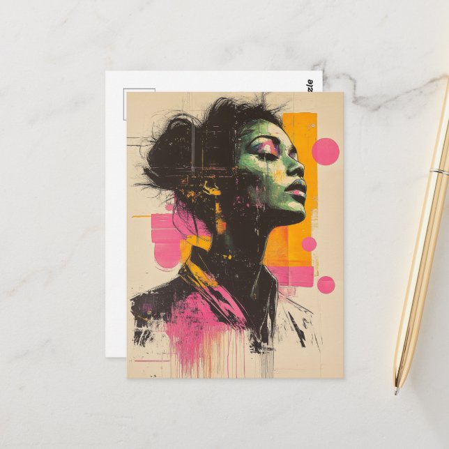 Cartão Postal Mulher Laranja Rosa (Frente/Verso In Situ)