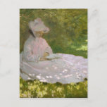 Cartão Postal Mulher Lendo Monet Springtime<br><div class="desc">Springtime 1872,  Museu de Arte Walters</div>