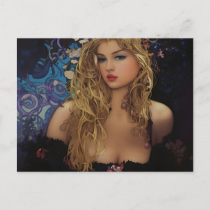 Cartão Postal Mulher Loira Bonita