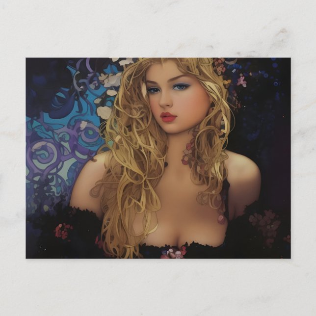 Cartão Postal Mulher Loira Bonita (Frente)