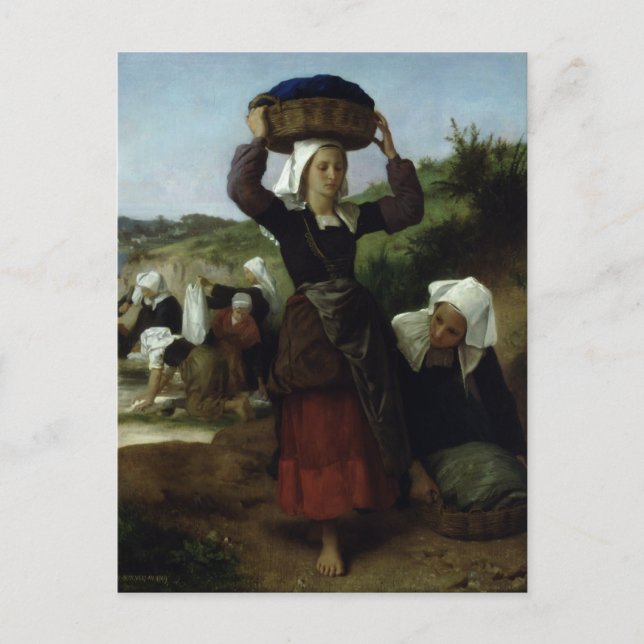 Cartão Postal Mulher-mãe de Fouesnant por Bouguereau (Frente)