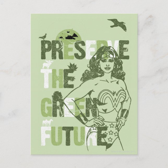 Cartão Postal Mulher Maravilha Futuro Verde (Frente)