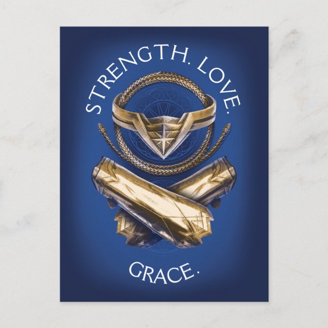 Cartão Postal Mulher Maravilha Tiara, Laço e Braceletes (Frente)