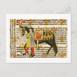 Cartão Postal Mulher medieval e cavalo