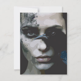 Cartão Postal Mulher misteriosa com Raven