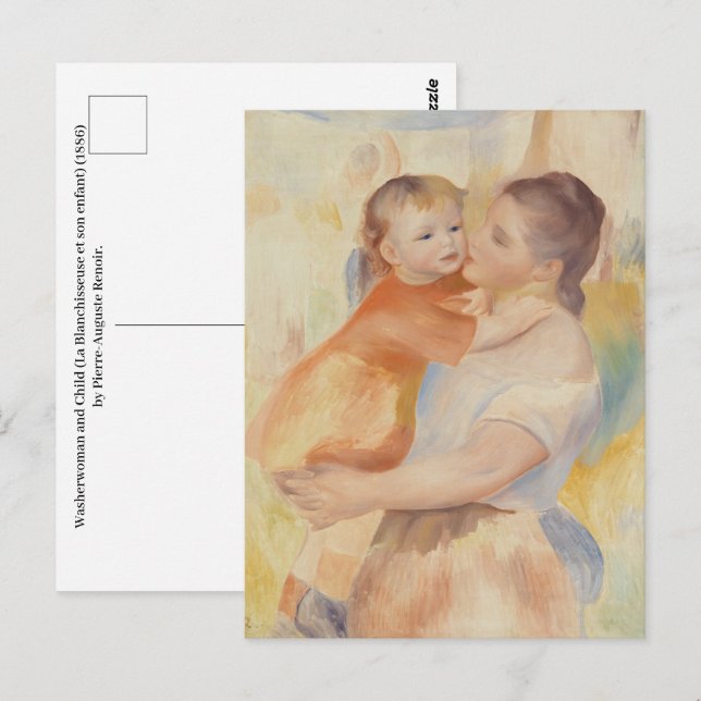 Cartão Postal Mulher-mulher e criança (1886) Pierre-Auguste Reno (Frente/Verso)